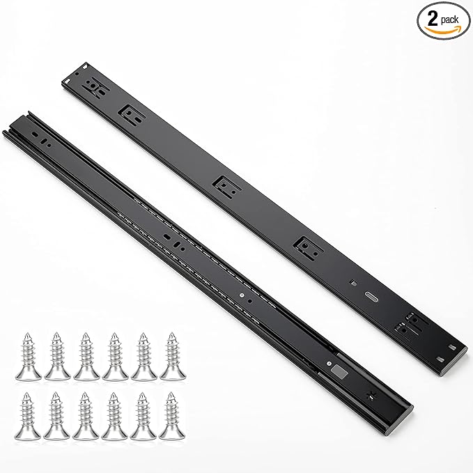 Ravinte 24 Inch Soft Close Drawer Slides 2 Pairs 4 Pack Black Full Extension Ball Bearing Drawer Glide Side Mount