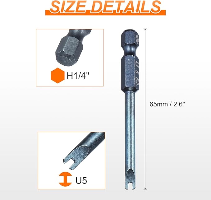 HARFINGTON U-Type Screwdriver Bit 1/4" Hex Shank U5 Magnetic Head 2.6" Length S2 Steel U-Shaped Screw Driver Bit for Repair Work Electric Screwdriver, Blue