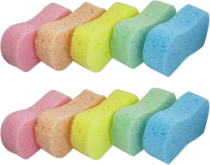 Lantee Large Sponges - Big 10 Pcs High Foam Cleaning Washing Sponge Pad for Car, Household Cleaning and Water Games, 8.5" L x 4.3" W x 2.56" Th
