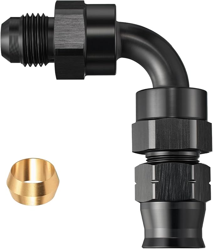 EVIL ENERGY 6AN Male to 3/8" Hardline Compression Fitting Adapter 90 Degree Aluminum Black