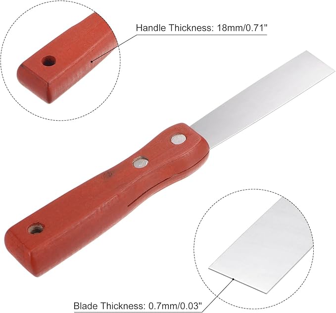 uxcell Putty Scraper 1" Stainless Steel Putty Knives Wooden Handle for Drywall Puttying