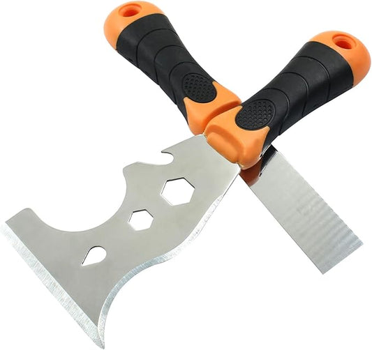 2 Pcs Stainless Steel Paint Scraper Putty Knife, 12-In-1 Paint Scraper Painters Tool Razor Blade Scraper Painters Knife for Painting