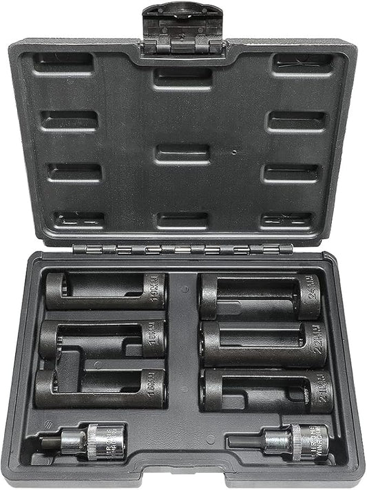 Strut Nut Socket 16mm 18mm 19mm 21mm 22mm 24mm with 12 Point 1/2" Drive Suspension Strut Spreader Socket 8pc Shock Absorber Tool