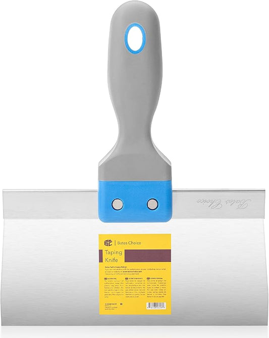 Bates- Taping Knife, 8 Inch, Stainless Steel Drywall Taping Knife, Soft Grip Handle