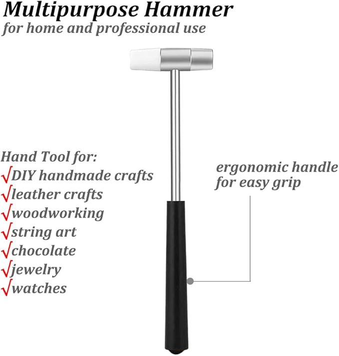 Dual Head Small Hammers for Small Project and Home Project, Black Plastic Grip, Jewelry Mallet, Mini Mallet for Repairing Watch, Tuning, Woodworking, Handcraft, Leather, 2 Pcs