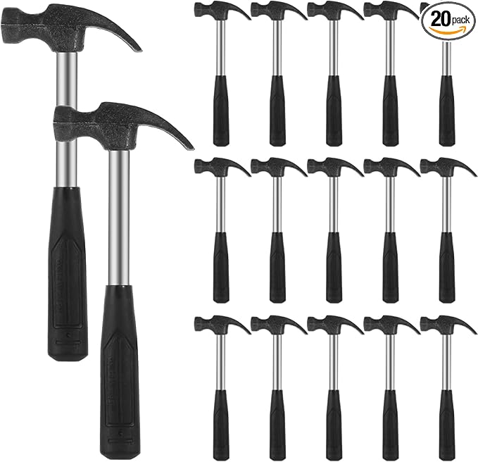 20 Pcs Mini Claw Hammers, Small Hammers for Little Ones, Solid Safety Hammers with Non-slip Rubber Handles, Plastic Household Hammers, Wall Nail Removers, Mini Sledge Hammers