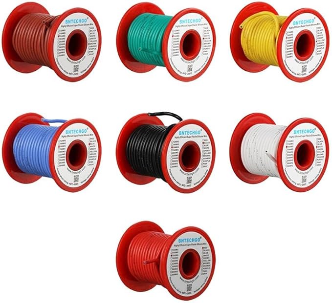 BNTECHGO 16 Gauge Silicone Wire Kit 7 Color Each 50 ft Flexible 16 AWG Stranded Tinned Copper Wire