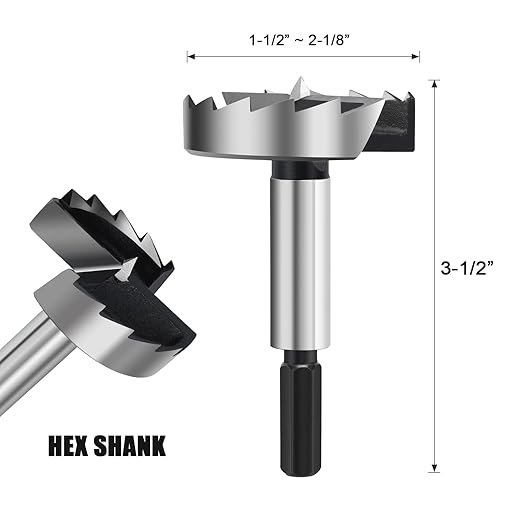 1-3/4 Inch Forstner Drill Bit for Woodworking, 1-3/4" Forstner Bit Wood Drill Bits for Holes, Hinge Cutter for Hard Wood, Plastic, Plywood HEX Shank