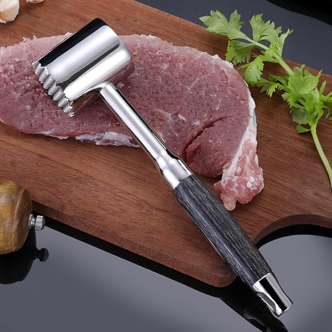 Professional Heavy Duty Meat Tenderizer Tool - 304 Stainless Steel Kitchen Mallet with Double-Sided Tenderizer & Ergonomic Handle - Easy Clean Meat Hammer for Home Kitchen, Restaurant, BBQ Essentials