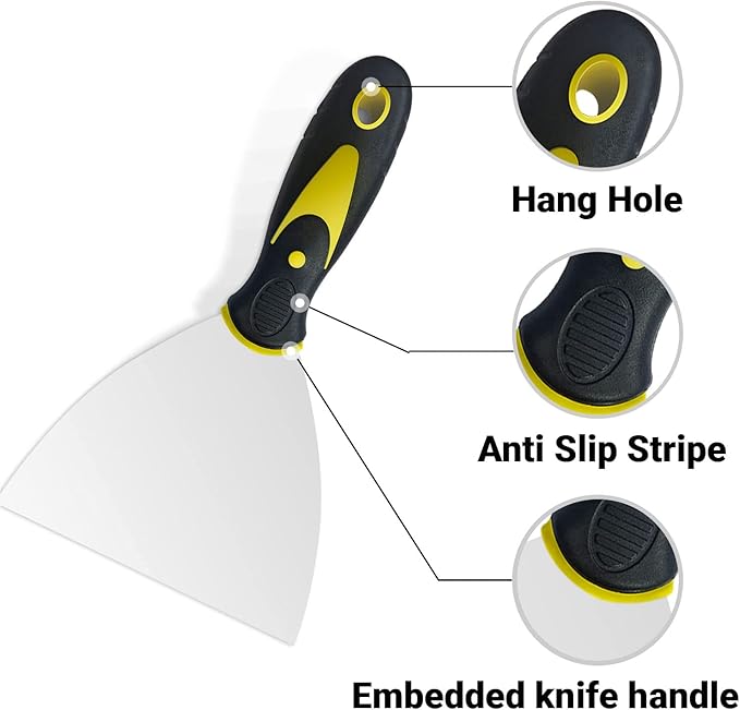 4 Pack Putty Knife Scraper, 2" 3" 4" 5" Putty Knife Set, Stainless Steel Putty Knife Scraper, Wallpaper Scraper Paint Scraper Tool for Spreading Drywall Spackle & Mud, Taping, Scraping Paint