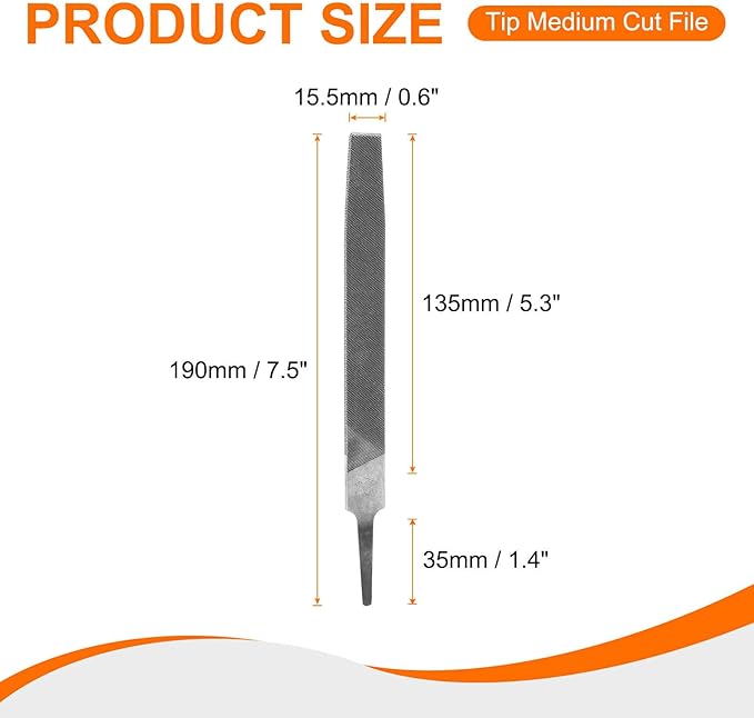 HARFINGTON Tip Medium Cut File 6" Double Cut Teeth High Carbon Steel Hand Rasp File without Handle for Metal Wood Deburring Removing
