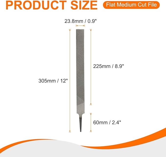 HARFINGTON 2pcs Flat Medium Cut File 10" Double Cut Teeth High Carbon Steel Hand Rasp File without Handle for Metal Wood Deburring Removing