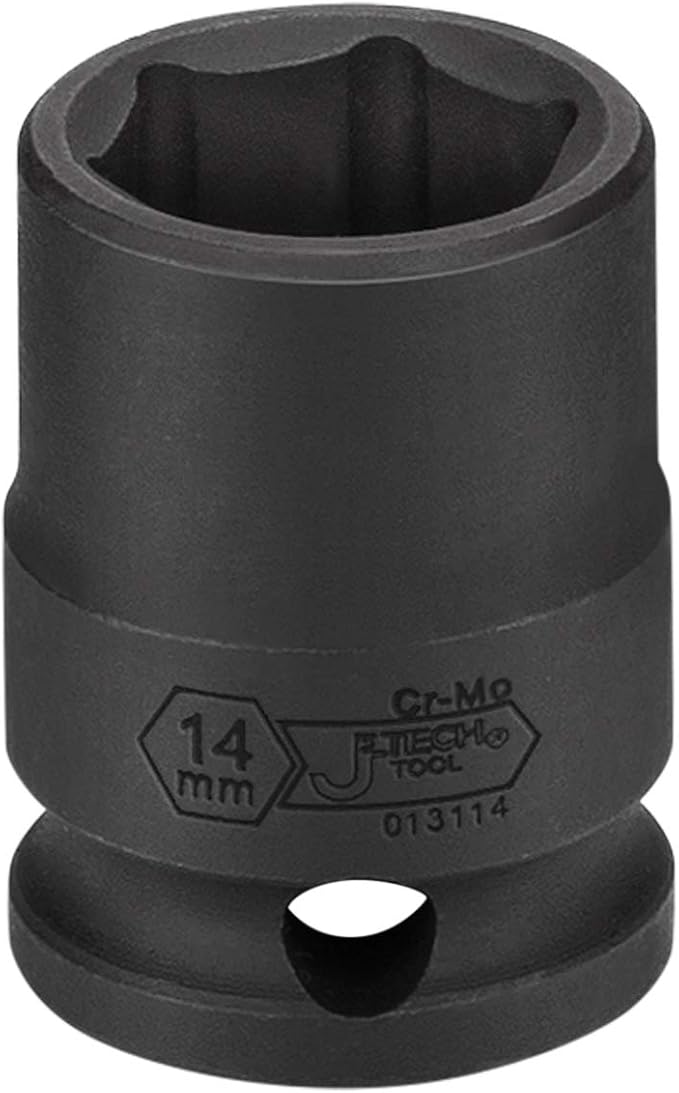 Jetech 3/8 Inch Drive 14mm Standard Impact Socket, Made with Chrome Molybdenum Alloy Steel, Heat Treated, 6-Point Design, Metric