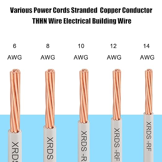 8AWG THHN Electrical Wire 100FT ??Stranded Bare Copper Conductor with PVC and Nylon Insulation, Heat and Oil Resistant Cable for Indoor & Outdoor Wiring