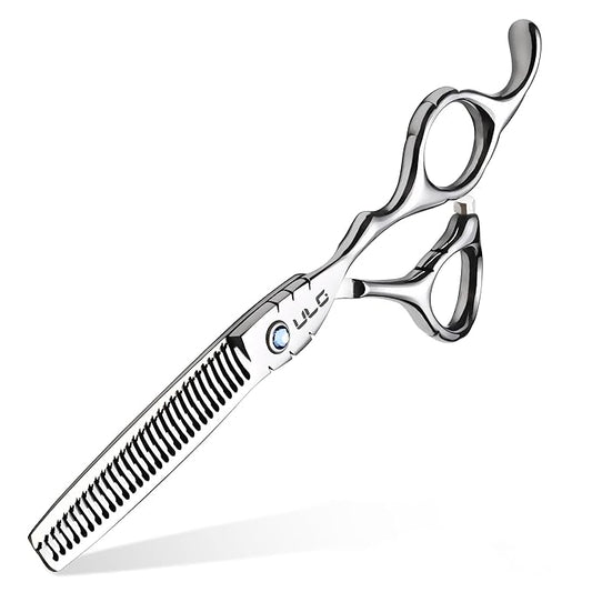 ULG Hair Thinning Scissors 6.7??Shark Series 100% Japanese Stainless Steel, Offset Handle, 30 Deer-Tooth Thinner 35% Hair Removal, Professional Barber Layering Shears for Salon & Home Hair Styling