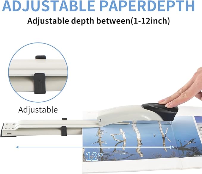 Long Reach Stapler,with 2000 Staples & Stapler Remover Full Strip竊?0-25 Sheet Capacity,with Built-in Ruler and Adjustable Locking Paper Guide, Gray