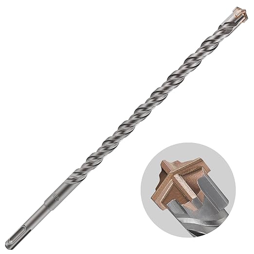 Concrete Drill Bit lengthening 1pcs 9/16" X 12"-10" Cross-Type Double Thread Carbide Material Suitable for Concrete, Brick, Cement Walls, Stone, Extra Long Hammer Drill Bits for Concrete