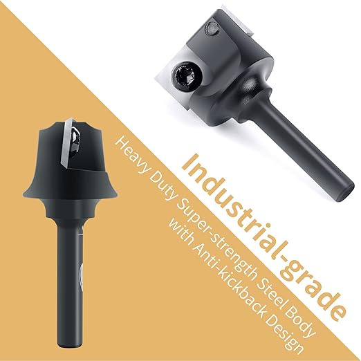 CNC Spoilboard Surfacing Router Bit, 1/4" Shank 1" Cutting Diameter, Carbide Insert Slab Flattening Router Bits Planing Bit Wood Planer Bit Woodworking Tools by BINSTAK