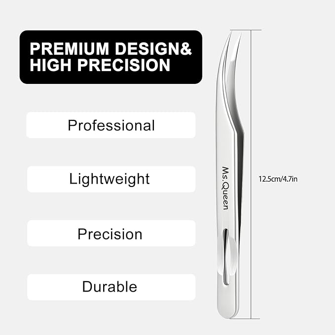 Ms.Queen Isolation Tweezers for Lash Extensions,Dolphin Shape Curved Isolation Lash Tweezers for Classic and Volume Lash Extension Applying
