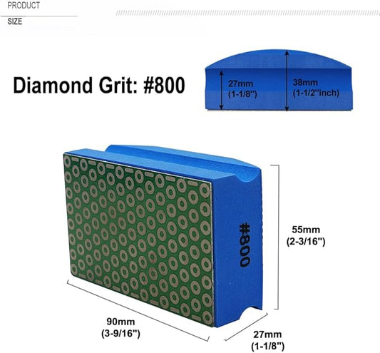 SHDIATOOL Diamond Hand Polishing Pads Foam Back for Granite Marble Stone Ceramic Grinding Pads Sanding Block Grit 800 Pack of 2