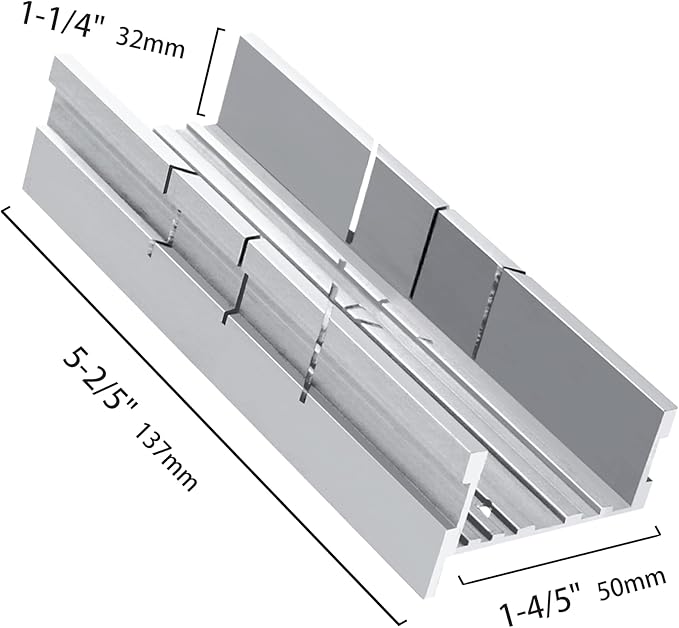 HAUTMEC Mini Miter Box, 5.3" Aluminum Alloy Mitre Block for Precision Cuts at 45°, 90°, 135° Angles, for Wood, Metal, Plastic, and Craft Projects – HT0417
