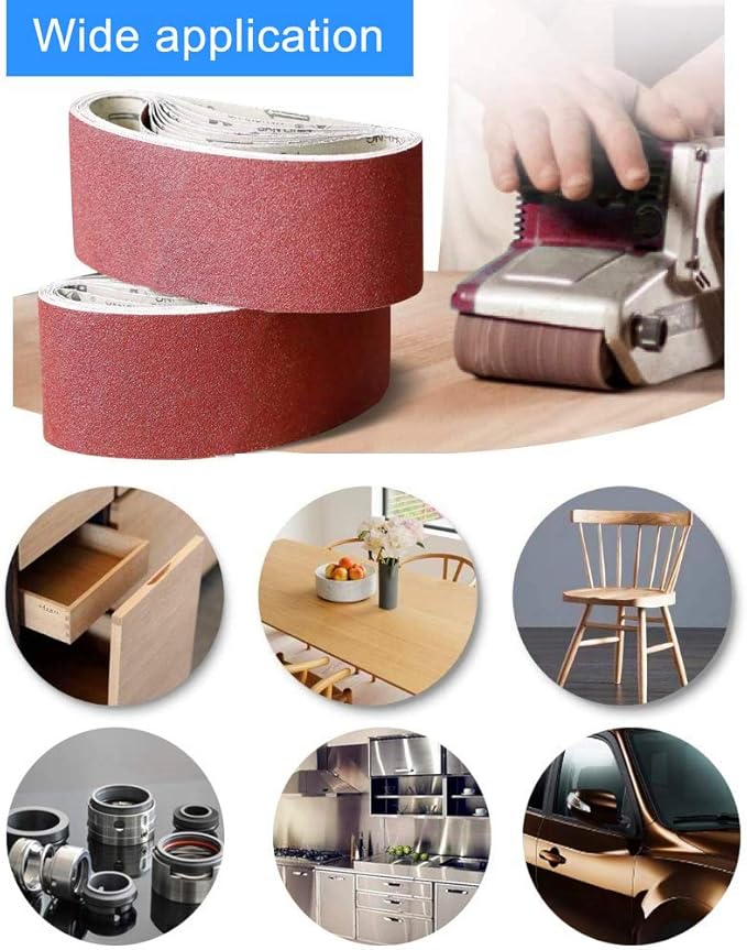 Taokyid 24 PCS 3x24 Sanding Belts, Sandpaper for 3 x 24 Inch Belt Sander,6 Each of 40 80 120 240 Grits