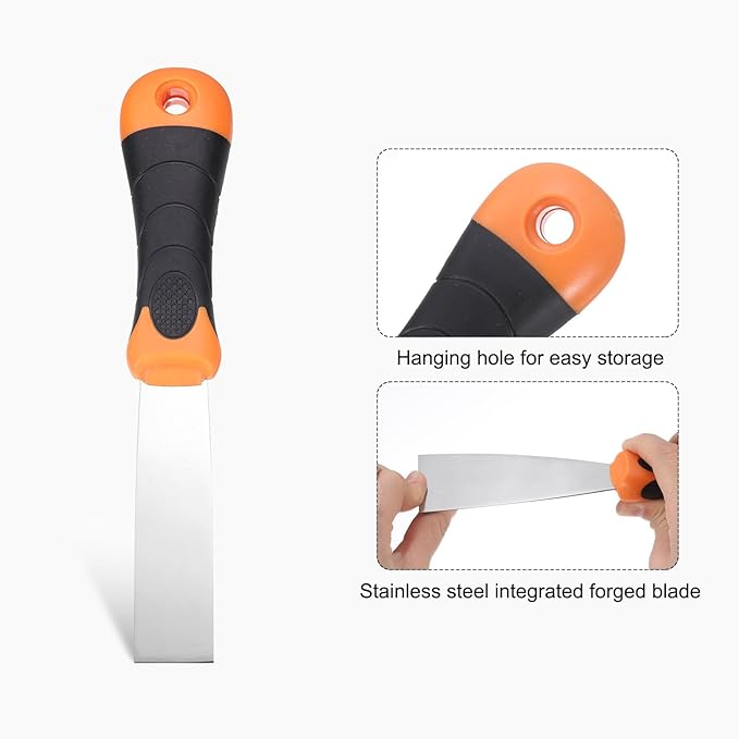 uxcell Putty Knife 1" Stainless Steel Paint Scraper Flexible Drywall Repair Mud Knife for Removing Cement Wallpaper Mud Adhesive Taping