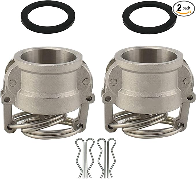 2PCS Cam and Groove Fitting, Aluminum, Type DC, 4" Dust Cap, with 2PCS Camlock Gasket Fitting (4??