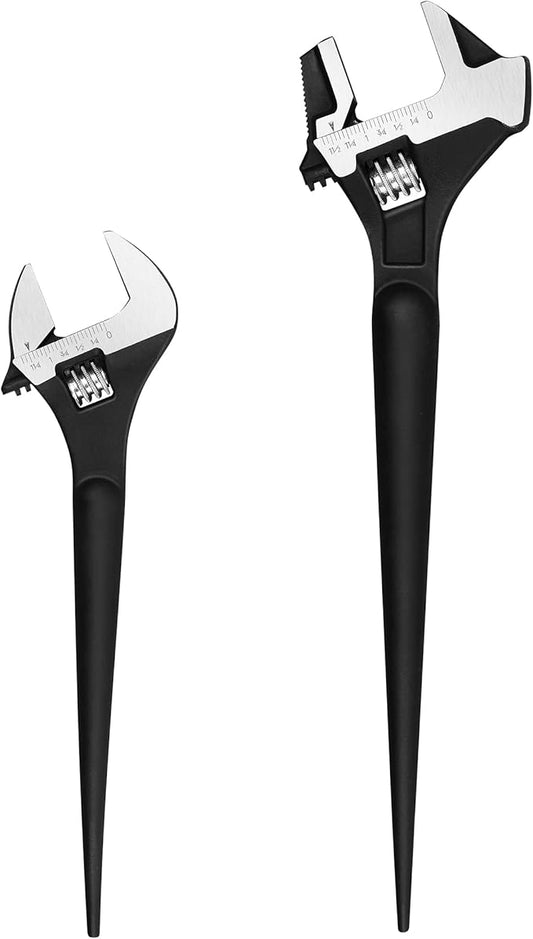 MAXPOWER 2 Pieces Spud Wrenches Set, 12 inch Adjustable Spud Wrench, 16 inch Spud Wrench with Reversible Jaw, Hammer Head