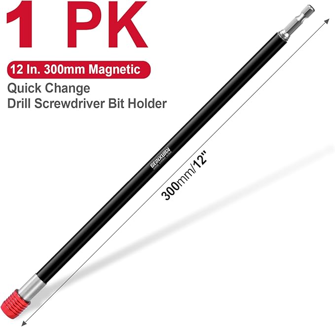 12??Impact Screwdriver Bit Holders Extra Long, Magnetic Extension Quick-Change Socket Drill Bit Holder Cr-V Steel Hex Shank Quick Release Drill Bit Guide