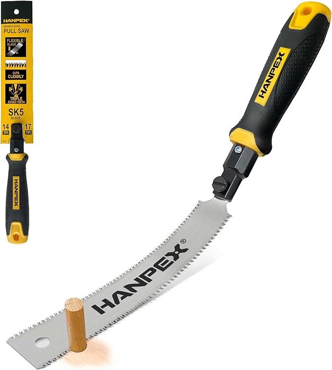 Mini Japanese Double Edge Pull Hand Saw 7" - SK5 Flush Cut Woodworking With Flexible Blade - 14 TPI / 17 TPI