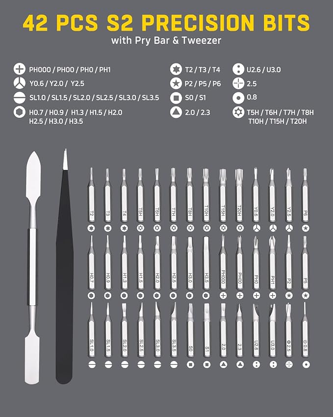 Banshu Mini Screwdriver Set, 46 in 1 Small Screwdriver Set with Case, Magnetic Precision Screwdriver with Torx Star Flathead Phillips for Glasses, Watch, Phone, Laptop, Macbook, PC, Camera, PS5, Toys