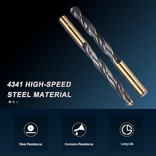 PATIKIL 12mm Drill Bit, Jobber Straight Shank 4341 High-Speed Steel 118째 Black and Gold Finish for Medium-Hard Metal Steel Acrylic - 1 Pack