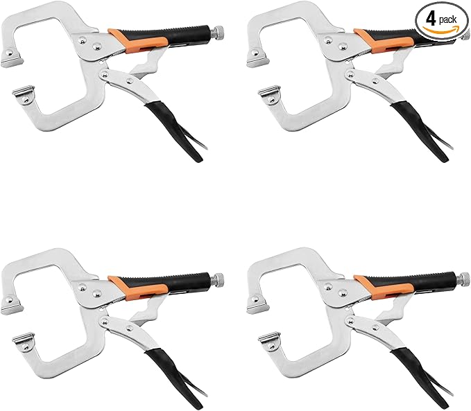 6-Inch C-Clamp Locking Pliers,Heavy Duty Vise Grip Welding Clamp With Swivel Pads for Woodworking,Home,Metalworking,Auto Repair(4 Pack)