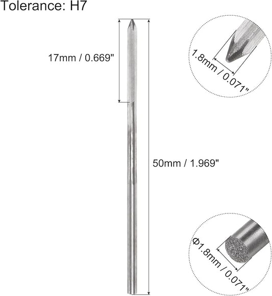 uxcell Chucking Reamers, 1.8mm H7 Metric Machine Reamer Drill Bit for Metal Wood Hole Reaming, Straight Flute High Speed Steel Tool