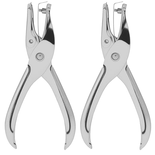 2 Pack 1/8 Inch Small Hole Punch, Metal Handheld Mini Single Hole Punch - Circle Shape, 8 Sheet Capacity for Tags, Clothing, Tickets, Cards & Crafts, Silver