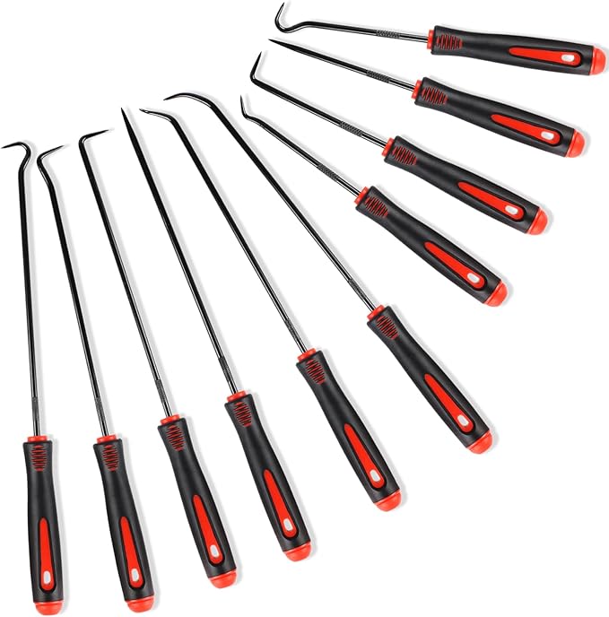 10PCS Pick Set Mechanic, Hook and Pick Tool Set with Non-Slip Grip, Long & Mini Automotive Pick Set for O-Ring, Seal & Gasket Removal, Car Repair, Mechanical and DIY Use