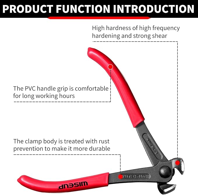 WISEUP Nail Puller, 7-inch Black Finish Chrome Vanadium Steel Carpenter's Pliers,End Cutting Pliers, for Staple Remover Tool or Flooring Installation Tools (7 inch)