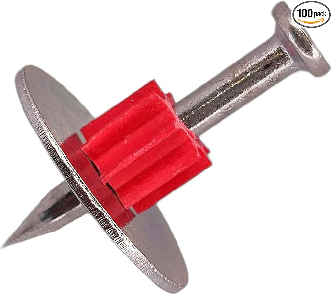 1-1/4" Powder Actuated Fasteners, Drive Pins with 1" Washer, PW125, 100pcs/pack