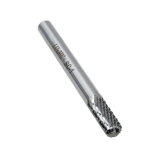 Premium Solid Carbide Rotary Burr, 1/4" Shank, SC-1 Cylindrical Ball Nose, Professional Grade Cutter for Metal, Wood & Plastic, Ideal for Deburring, Grinding & Detailing by LU&MN