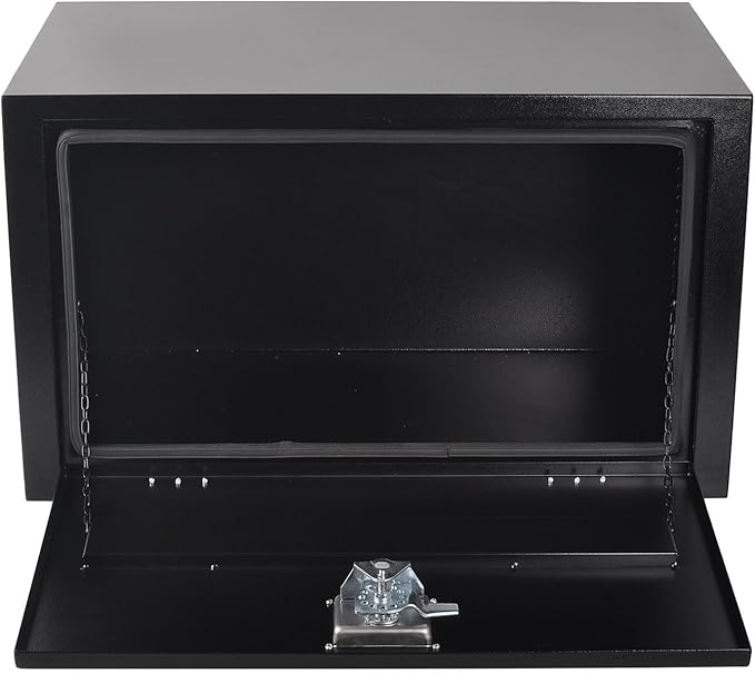 30 Inch Steel Tool Box with T-Handle Latch, Underbody Storage Truck Bed Organizer Toolbox for Trailer Pickup RV, Job Tool Chest, 30 X 18 X 18 Inch, Black