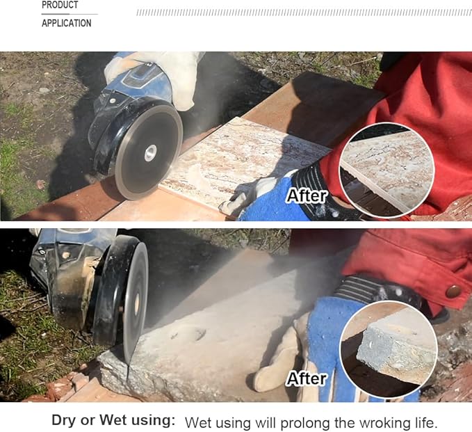 SHDIATOOL Diamond Turbo Blade Dia 5 Inch with Slant Protection Teeth Cutting Stone Granite Marble Concrete Brick with 5/8-11 Thread