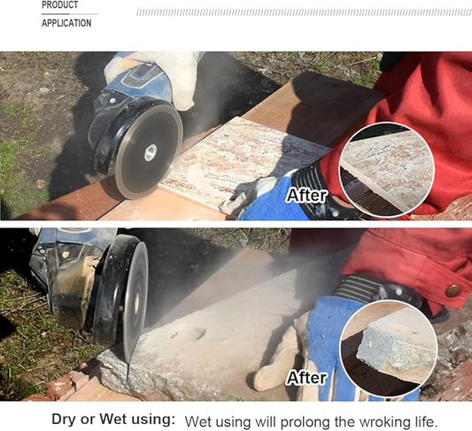SHDIATOOL Diamond Turbo Blade Dia 5 Inch with Slant Protection Teeth Cutting Stone Granite Marble Concrete Brick with 5/8-11 Thread