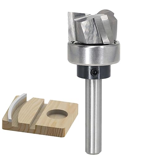 Spiral Flush Trim Router Bit 1/4 Shank, Carbide Head 3-Flute, 3/4" Diameter, 3/8" Cutting Length, Pattern Template Flush Trim Router Bit, for Grooves, Bottom Cleaning, Wood Trimming