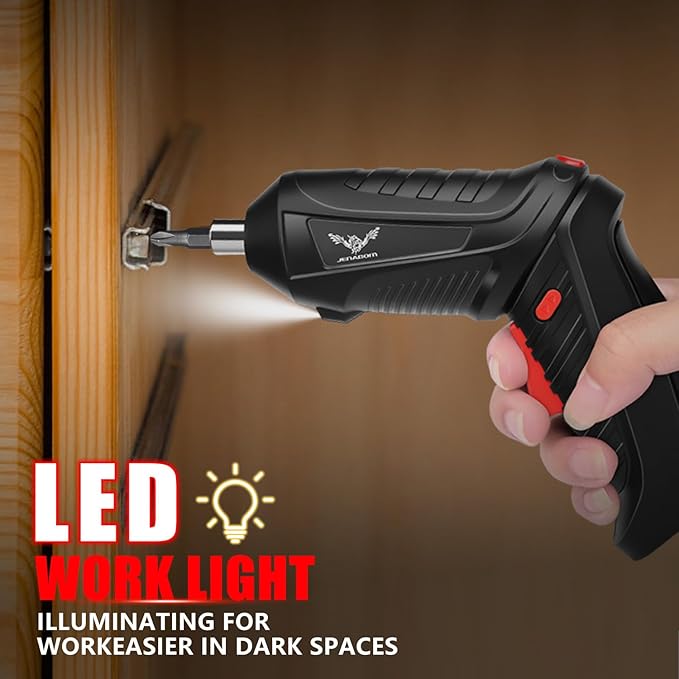 Power Screwdriver Cordless, JENABOM Screwdriver Bits Set Rechargeable, 3.6V Li-ion 3.5N쨌m Max Torque Electric Rotatable Drill Screwdriver for Home Improvement DIY Project, 47 Pcs