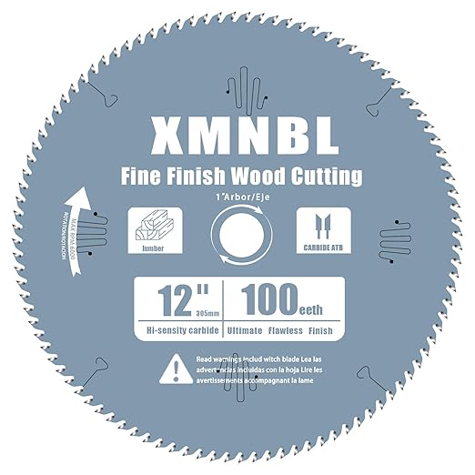 12 Inch Miter Cutting Saw Blades 100 Tooth,Compatible with DEWALT 12 Inch Miter Saw,Replace for Diablo D12100X Fine Finish Ultra Sharp Carbide Blade,Wood Fine Finish Cutting 1" Arbor Longer Life 5X