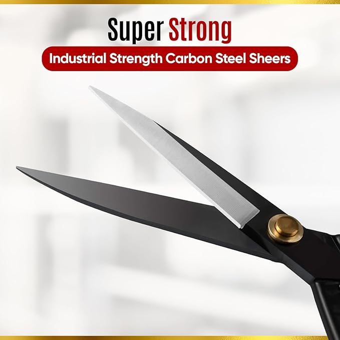 10" All Purpose Fabric Scissors, Heavy Duty Tailoring Scissors and Shears for Sharp and Precise Fabric Cutting, Professional, Industrial, Travel, Home Improvement and Sewing Projects