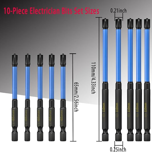 Strong Magnetic Screwdriver Drill Bit Set, Durability Screwdriver Drill Bit Set, Anti-Slip Magnetic Electric Screwdriver Set (10, Black-blue)