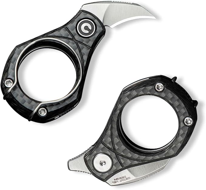 CIVIVI Pyrus Mini Keychain Knife (1 Piece), Small EDC Pocket Folding Box Cutter with 14C28N Blade & Carbon Fiber Ringed Handle, Christmas Stocking Stuffers Gift for Men Women C23038-3