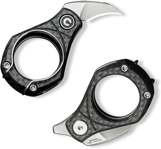 CIVIVI Pyrus Mini Keychain Knife (1 Piece), Small EDC Pocket Folding Box Cutter with 14C28N Blade & Carbon Fiber Ringed Handle, Christmas Stocking Stuffers Gift for Men Women C23038-3